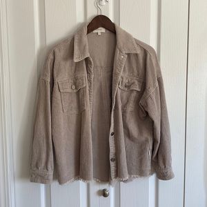 Distressed corduroy button up